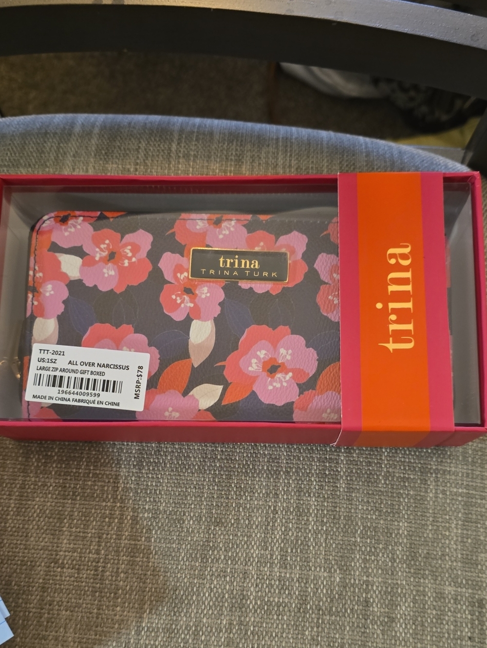 Trina Turk Pink & Coral Floral Zip Around Wallet